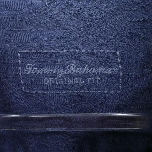 Tommy Bahama Shirt Mens XL Blue Palm Print Silk Camp Loop Collar Resort Vacation - Picture 3 of 16